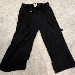 Democracy Black Wide Leg Linen Pants